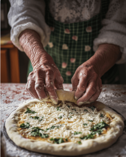 A step-by-step process of making pickle pie pizza, from dough preparation to baking.