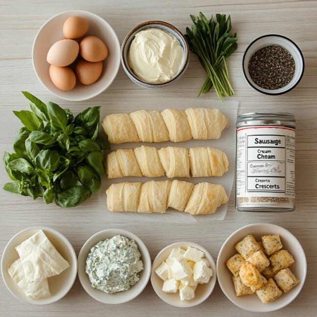 Ingredients for egg salad on a wooden countertop