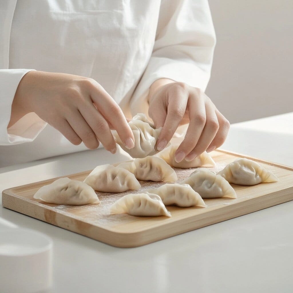 Step-by-step preparation of Subgum Wonton Soup, showing wontons being folded, vegetables being chopped, and soup being assembled in a pot.