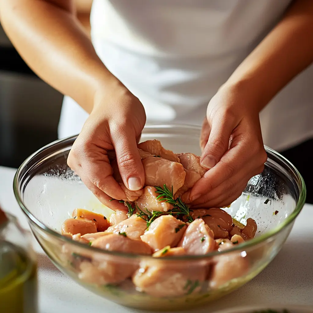 Preparing the Herb Roasted Chicken Thighs in Creamy White Wine Sauce