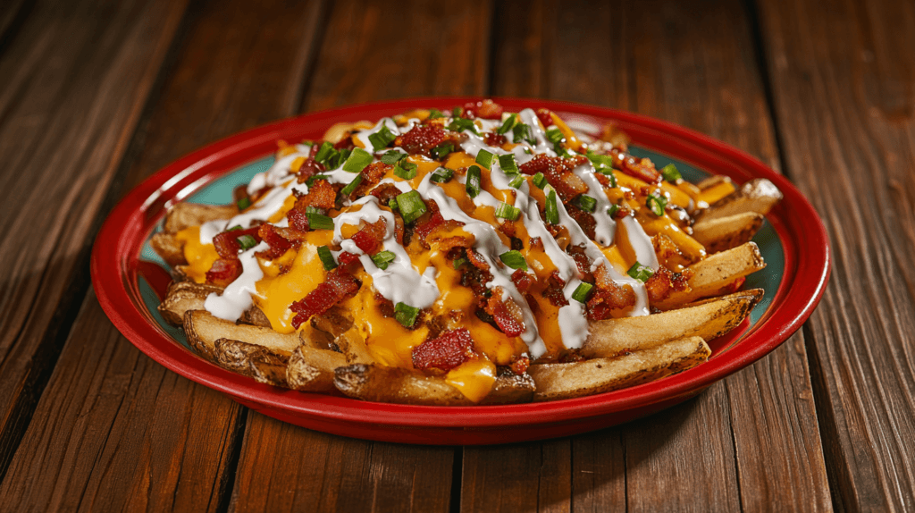 Dessert loaded fries with sweet toppings.