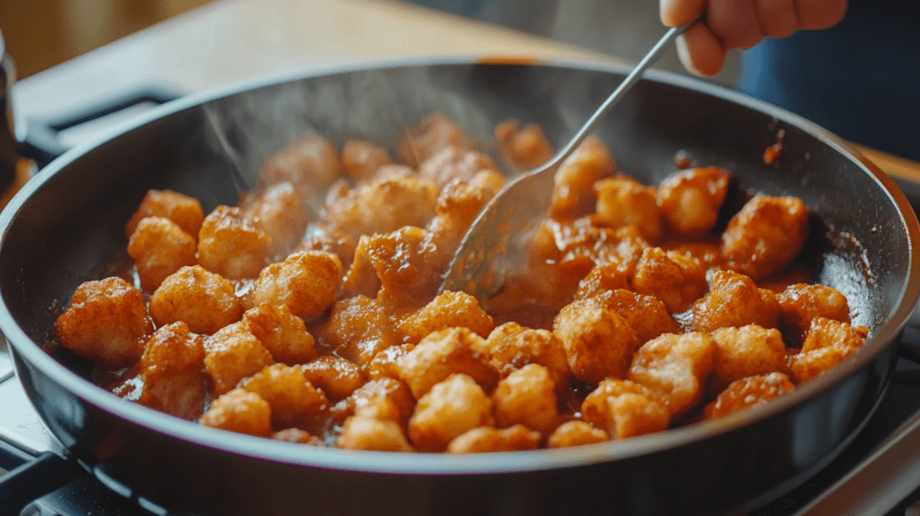 A plate of taco tater tot casserole served with sour cream and a side of fresh salad.
Title: Plated Taco Tater Tot Casserole with Garnishes
