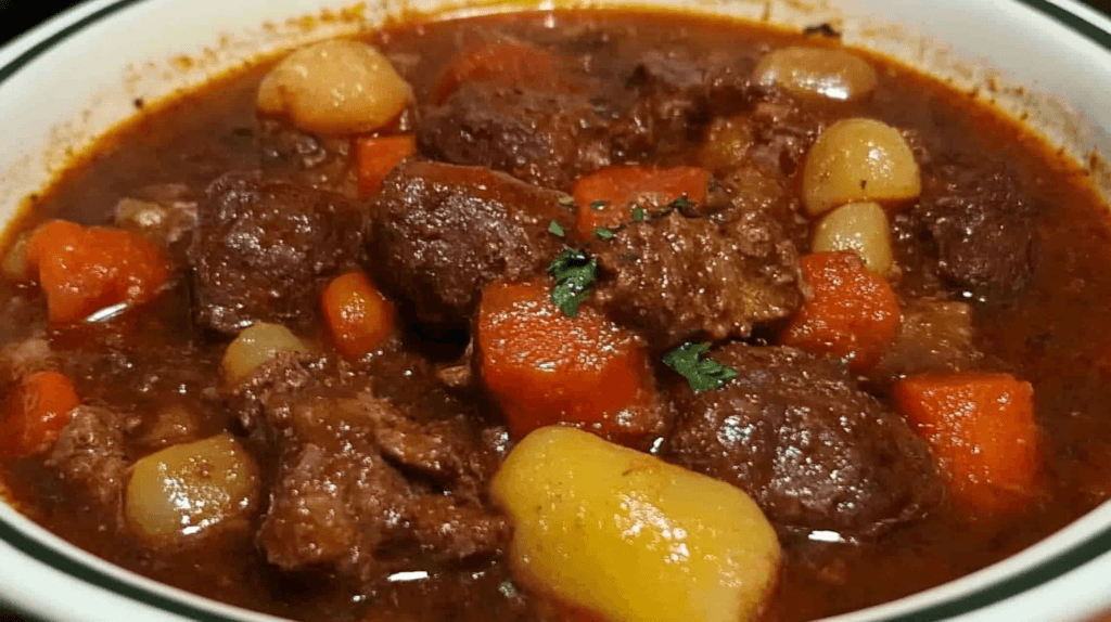 A bowl of Mexican Beef Stew with fresh garnishes