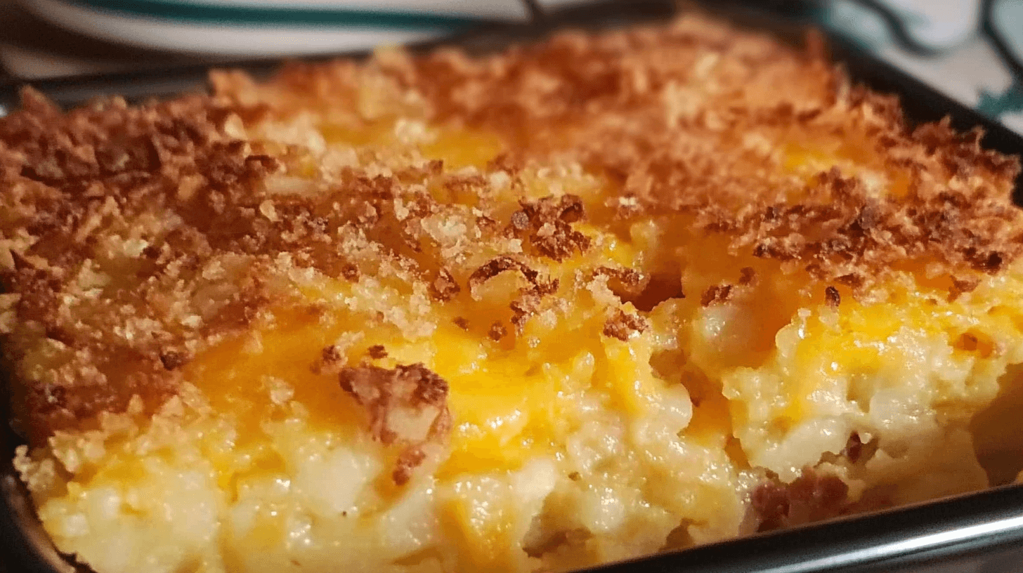 A plate of crispy cheesy hash browns with parsley garnish.