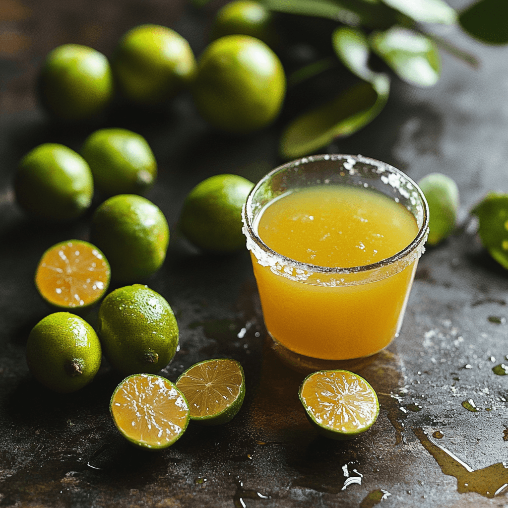 Calamansi juice in a marinade with fresh meat.