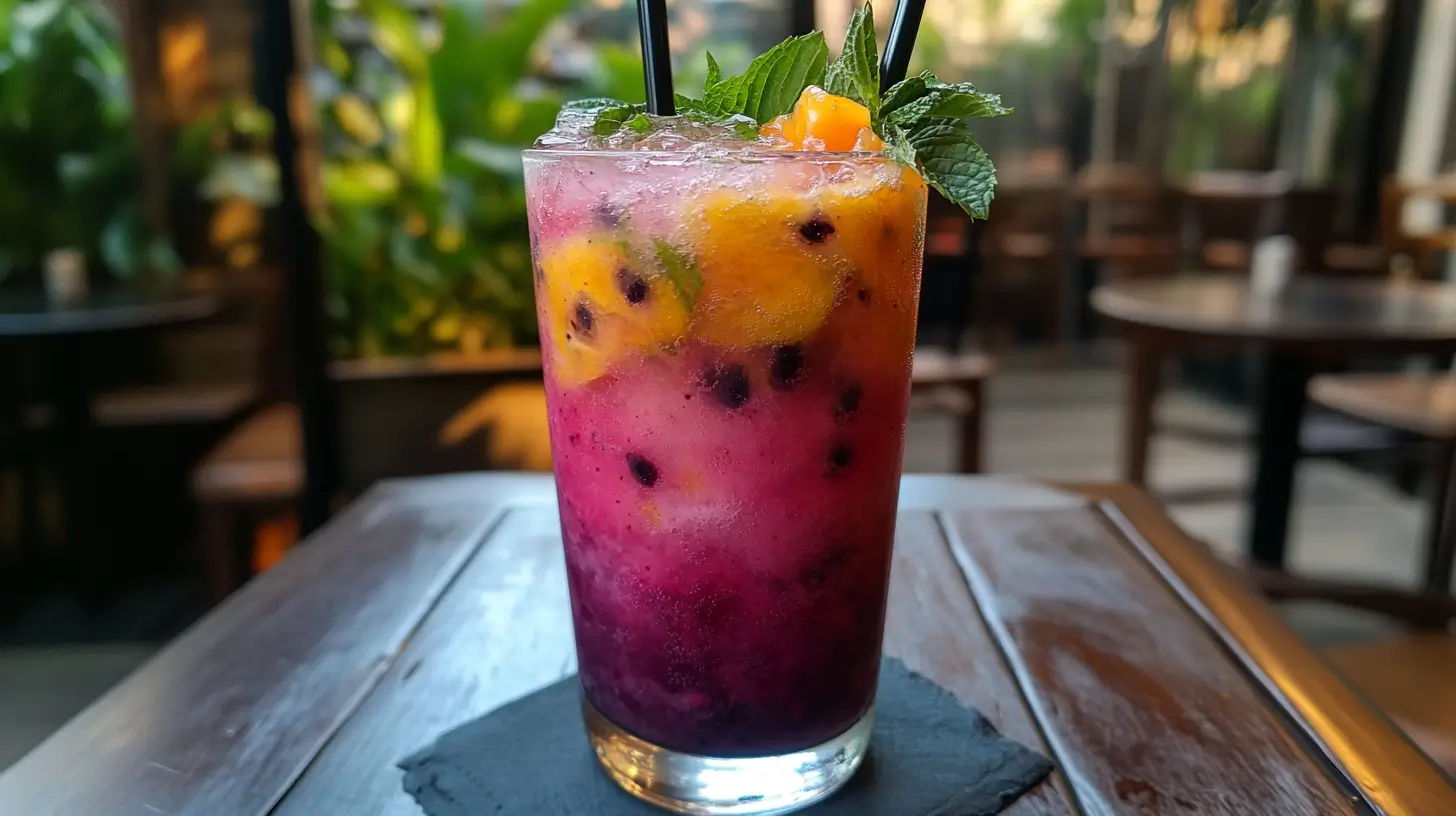 Refreshing Passion Fruit Mojito served in a tall glass with vibrant colors
