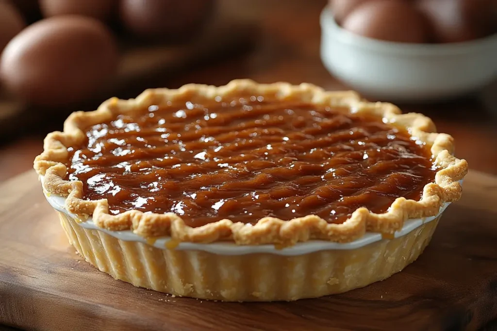 assembly time! Pour caramel sauce evenly over the pre-baked crust