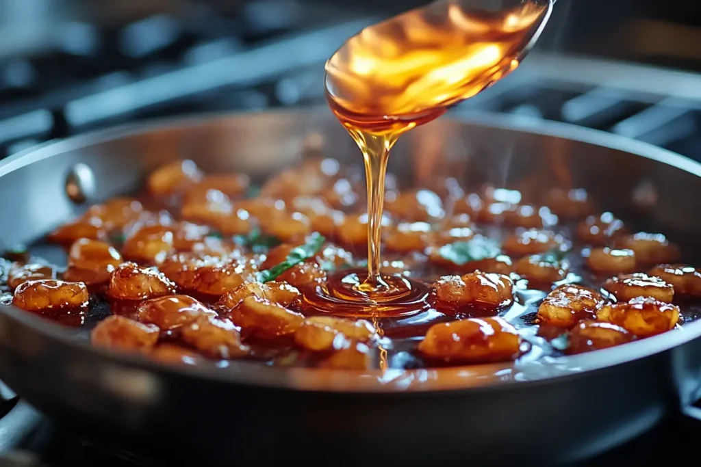 melting sugar in a heavy-bottom saucepan over medium heat