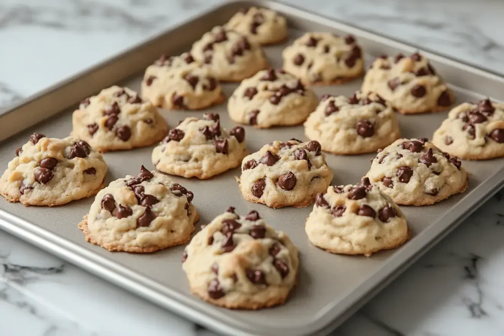 Scoop and Shape Cookies Use a teaspoon or small cookie scoop to drop small dollops of dough (about 1-inch wide)