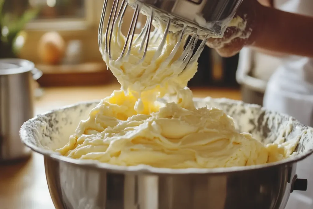 Folding freshly grated carrots into cake batter