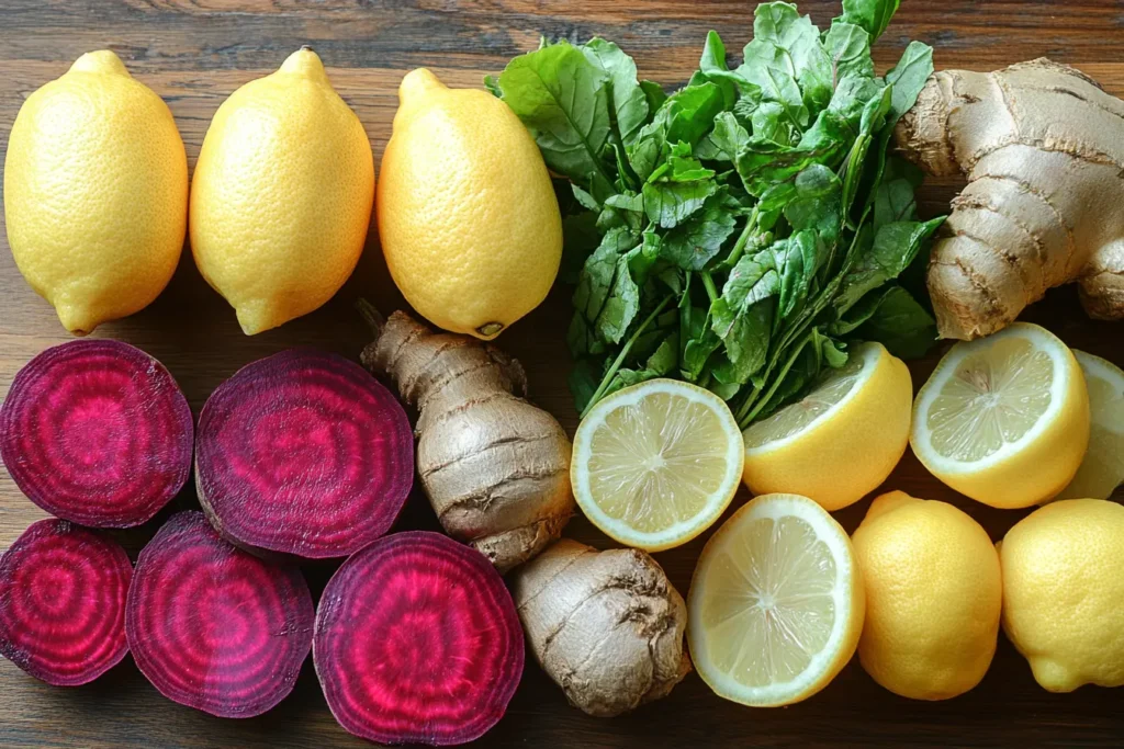 Ingredients for Beetroot and Lemon Juice Drink